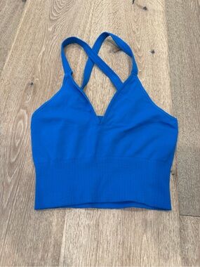 Free People V-Neck Crossback Bralette in Cobalt Blue